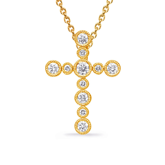 Yellow Gold Diamond Cross - P3341YG