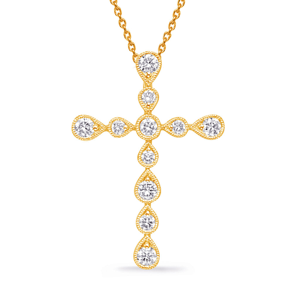 Yellow Gold Diamond Cross - P3342YG