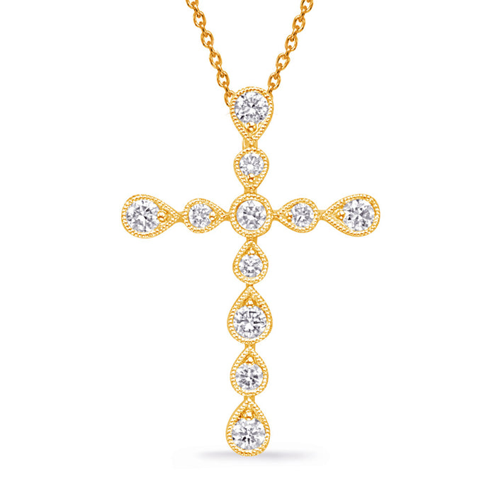 Yellow Gold Diamond Cross - P3342YG